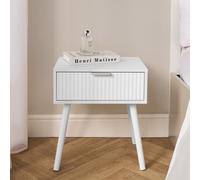 Ohs Venice Bedside Table 1 Drawer Nightstand Storage Unit - White