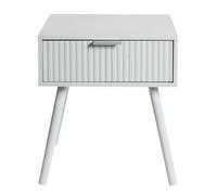 OHS Venice Bedside Table Grey 1 Drawer Ribbed, Decorative Wooden Nightstand Side Table Living Room Bedroom Storage Unit Modern Side End Tables for Home, 40 x 30 x 45cm