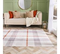 OHS Vintage Check Washable Non Slip Soft Runner Rug in Natural | Size: 80 cm x 150 cm OHS Natural 80 cm x 150 cm