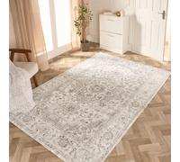 OHS Vintage Print Washable Rug Non Slip Floor Carpet Area Mat Runners in Natural | Size: 120 cm x 170 cm OHS Natural 120 cm x 170 cm