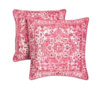 OHS Vintage Printed Cushion Covers 45 x 45 Set of 2, Super Soft Matte Velvet Square Throw Pillow Cover with Invisible Zipper Cushion Covers Homer Decor for Sofa Bedroom Living Room, Hot Pink