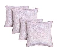 OHS Vintage Printed Cushion Covers 45 x 45 Set of 4, Super Soft Matte Velvet Cushion Covers Invisible Zipper Home Decor Throw Pillow Cover for Sofa Bed Living Room, Blush