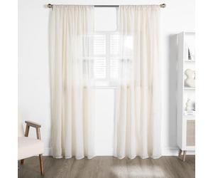 OHS Voile Panel Curtains Linen Look, Natural Off White Curtains Transparent Window Sheer Voiles Decorative Curtain Panel Drapes for Bedroom Living Room Kitchen Summer, 55" x 87"