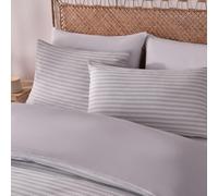 OHS Waffle Embossed Stripes Reversible Duvet Cover with Pillowcase in Light Grey | Size: Double OHS Light Grey Double