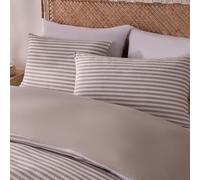 OHS Waffle Embossed Stripes Reversible Duvet Cover with Pillowcase in Natural | Size: Double OHS Natural Double