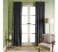 OHS Waffle Fleece Curtains Thermal Eyelet Soft Blackout, Charcoal - 66" X 72"