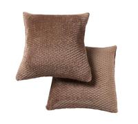 OHS Waffle Fleece Cushion Covers Set of 2, Super Soft Decorative Cushion Covers 45 x 45 with Invisible Zipper Sofa Cushions Home Decor Throw Pillow for Bedroom Living Room, Chocolate