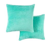 OHS Waffle Fleece Cushion Covers Set of 2, Super Soft Decorative Cushion Covers 45 x 45 with Invisible Zipper Sofa Cushions Home Decor Throw Pillow for Bedroom Living Room, Jaded Green