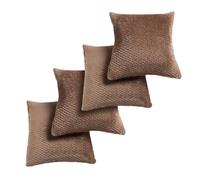 OHS Waffle Fleece Cushion Covers Set of 4, Super Soft Decorative Cushion Covers 45 x 45 with Invisible Zipper Sofa Cushions Home Decor Throw Pillow for Bedroom Living Room, Chocolate
