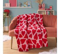 OHS Waffle Fleece Throw Bed Sofa Love Heart Warm Supersoft Popcorn Travel Blanket in Red OHS Red