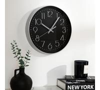 OHS Wall Clock Silent & Non Ticking Modern Quartz 12" Battery Operated Analogue Quiet Decorative Round Wall Clock for Living Room School Bedroom Kitchen Decor, Black