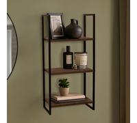 OHS Wall Shelf 3 Tier Home Display Unit Mounted Shelving Bedroom in Brown OHS Brown
