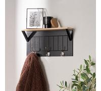 Ohs Wall Shelf Coat Rack Wood Effect Floating Display Unit, Black
