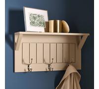 OHS Wall Shelf Coat Rack Wood Effect Floating Display Unit in Light Oak OHS Light Oak