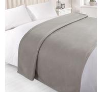 Plain Fleece Throw Blanket - Silver / 150cm