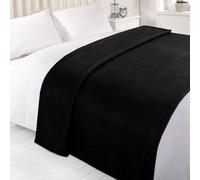 OHS Warm Plain Fleece Throw Over Bed Blanket in Black | Size: 200 cm x 240 cm OHS Black 200 cm x 240 cm