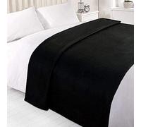 OHS Warm Plain Fleece Throw Over Bed Blanket in Black | Size: 120 cm x 150 cm OHS Black 120 cm x 150 cm