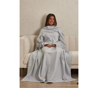 OHS Warm Polar Fleece Blanket with Sleeves in Light Grey OHS Light Grey
