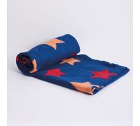 Ohs Warm Soft Stars Fleece Throw Over Bed Blanket Navy Kids - 120 X 150Cm