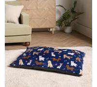 OHS Washable Dog Bed Small Navy, Soft Warm Dog Printed Soft Warm Pet Bed for Small Dogs Cats Anti Slip Dogs Mat Mattress Anti-Anxiety Calming Puppy Crate Mat Pillow, 80 x 60cm