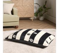 OHS Washable Dog Bed Small Stripe Paw Print, Soft Warm Pet Bed for Small Dogs Cats Anti Slip Bottom Dog Mat Mattress Anti-Anxiety Calming Puppy Pillow, Monochrome - 80 x 60cm