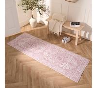 OHS Washable Rug Vintage Living Room Bedroom Carpet Mat, Blush - 66 X 200Cm
