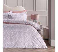 OHS Watercolour Hearts Duvet Cover Set Microfibre Bedding with Pillowcase in Light Grey | Size: Double OHS Light Grey Double