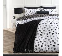 Ohs Watercolour Hearts Duvet Cover Set Microfibre Bedding With Pillowcase, Mono - Super King