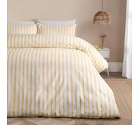 OHS Watercolour Stripe Embossed Bedding Set Duvet Cover with Pillowcase in Lemon | Size: Double OHS Lemon Double