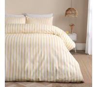 Ohs Watercolour Stripe Embossed Bedding Set Duvet Cover With Pillowcase, Lemon - King