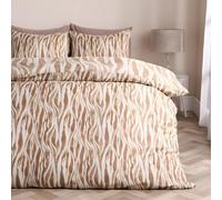 Ohs Watercolour Zebra Print Microfibre Duvet Cover Bedding Set, Tan - Double