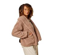 OHS Waterfall Teddy Fleece Cardigan for Women Shorter Length Open Front Long Sleeve Wrap Style Cardigan Sweater with Pockets Ultra Soft Warm Casual Wear & Lounging, Mink - S/M