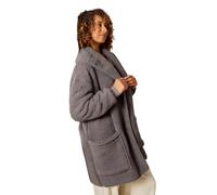 OHS Waterfall Teddy Fleece Cardigan Long Sleeve Open Front Wrap Style Cardigan Sweater with Pockets Lightweight Ultra Soft Warm Cardigans Casual Wear & Lounging, Charcoal Grey-S/M