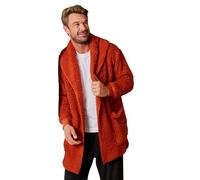 OHS Waterfall Teddy Fleece Cardigan Long Sleeve Open Front Wrap Style Cardigan Sweater with Pockets Lightweight Ultra Soft Warm Cardigans Casual Wear & Lounging, Rust-L/XL
