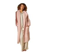 OHS Waterfall Teddy Fleece Cardigan Longer Length Open-Front Long-Sleeve Wrap Style Cardigan Sweater with Pockets - Blush Cream, Grey