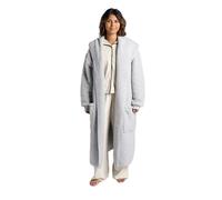 OHS Waterfall Teddy Fleece Cardigan Longer Length Open-Front Long-Sleeve Wrap Style Cardigan Sweater with Pockets Lightweight Ultra Soft Warm Casual Wear & Lounging, Grey-L/XL