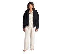 OHS Waterfall Teddy Fleece Cardigan Short Length Open-Front Long-Sleeve Wrap Style Cardigan Sweater with Pockets - Black, Cream, Mink
