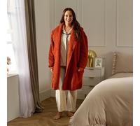 OHS Waterfall Teddy Fleece Cardigan Warm Open Front Wrap Outwear Pockets in Burnt Orange | Size: S/M OHS Burnt Orange S/M