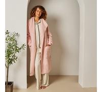 OHS Waterfall Teddy Fleece Cardigan Warm Open Front Wrap Outwear Pockets - Longer Length in Baby Pink | Size: S/M OHS Baby Pink S/M