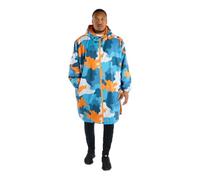 OHS Waterproof Changing Robe Adults, Camouflage Oversized Rain Coats for Women Men Lightweight Fleece Lining Dry Robe with Hood & Pockets Breathable Womens Coats for Outdoor, Blue/Orange - S/M