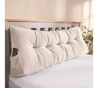 OHS Wedge Pillow for Bed Adult, Headboard Pillow Triangular Backrest Reading Pillows Soft Cosy Bolster Upright Pillows for Sleeping Sofa Bed Positioning Back Lumbar Support Cushion, Natural
