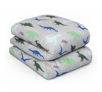 OHS Weighted Blanket Teddy Fleece 3kg Dino Grey, Heavy Blanket Sleep Therapy Autism Insomnia Anxiety Relief for Adults, Single - 100 x 150cm - (Disclaimer:Only Suitable for Age 3+Years)