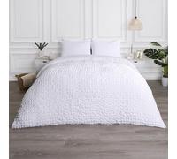 OHS White Bedding King Size Duvet Cover Sets, Geometric Seersucker Duvet Cover Luxurious Embossed Waffle Bedding Quilt Covers King Size with Matching Pillowcases