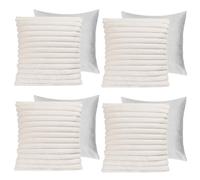 OHS White Cushions with Covers Included Sets 4, Filled Cushion Pads Sofa Cushions Throw Pillow Ultra Soft Comfy Living Room Scatter Cushions, Faux Fur