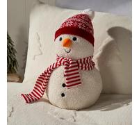 OHS White Snowman Shaped Cushion, Soft Cosy Plush Pillow Christmas Decorative Stuffed Scatter Cushion for Sofa Bed Cute Home Decor Novelty Throw Pillow Gifts for Adults Kids, 20 x 35cm