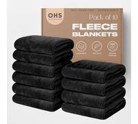 OHS Wholesale 10 x Plain Throws for Sofas Bed Black Blanket, Super Soft Cosy Warm Blanket Bulk Joblot Lightweight Double Bed Throw Flannel Fleece Blankets Sofa Throws, 150 x 200cm