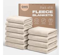 OHS Wholesale 10 x Plain Throws for Sofas Bed Mink Cream Blanket, Super Soft Cosy Warm Blanket Bulk Lightweight Single Bed Throw Flannel Fleece Blankets Sofa Throws, 120 x 150cm