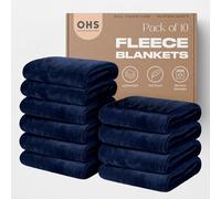 OHS Wholesale 10 x Plain Throws for Sofas Bed Navy Blanket, Super Soft Cosy Warm Blanket Bulk Lightweight Double Bed Throw Flannel Fleece Blankets Sofa Throws, 150 x 200cm