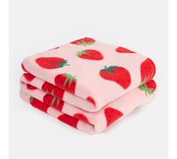 OHS Wholesale Strawberry 10 x Fleece Blanket Sofa Throw Joblot in Light Pink | Size: 120 cm x 150 cm OHS Light Pink 120 cm x 150 cm