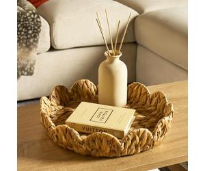 OHS Wicker Tray, Decorative Seagrass Tray for Coffee Table Handwoven Serving Trays for Coffee Beverage Breakfast Tea Candles Kitchen Counter Display Trays, Natural